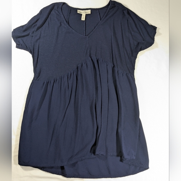 Jessica Simpson Women's Maternity Navy Blue V-Neck Short Sleeve Top Size Small - Picture 1 of 6